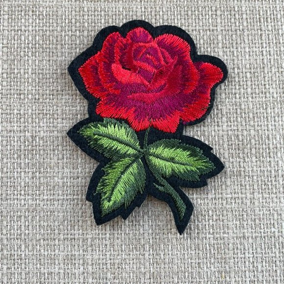 Flower Patches Iron On Red Roses Floral Embroidery Patches for Clothes lot of 3 - Picture 10 of 11